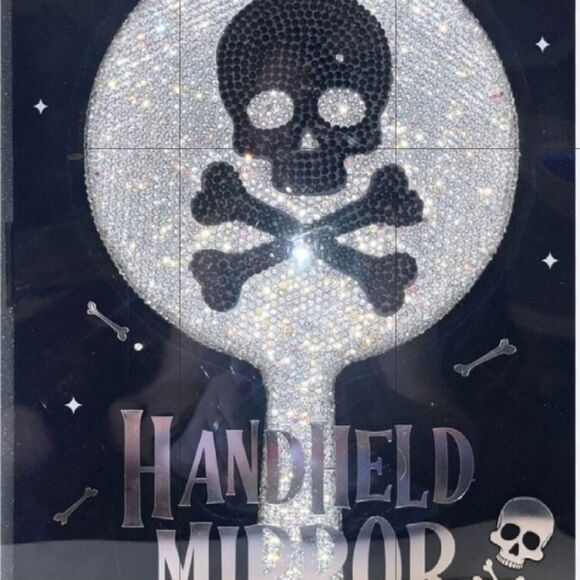 Lifestyle Products Rhinestone Crossbone & Skull Handheld Mirror - Picture 2 of 6
